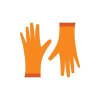 paire d'icônes de gants en caoutchouc orange, style plat vecteur