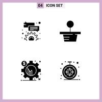 ensemble de 4 symboles d'icônes d'interface utilisateur modernes signes pour les éléments de conception vectoriels modifiables du navigateur d'analyse de l'usine d'engrenage à bulles vecteur