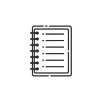 icône de ligne de cahier de reliure, icône de contour - illustration vectorielle d'icône de retour à l'école - isolée vecteur