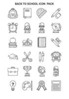 pack de jeu d'icônes de ligne de retour à l'école - vecteur d'illustration de pack d'icônes linéaires