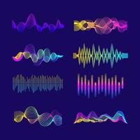 jeu d'icônes d'onde sonore de couleur vibrante vecteur
