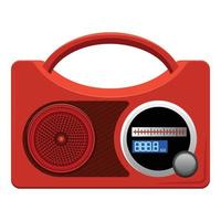 icône radio rouge, style cartoon vecteur
