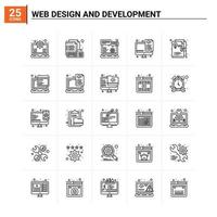 25 icônes de conception et de développement web définies fond vectoriel