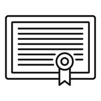 icône de certificat d'apprentissage, style de contour vecteur
