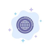 données de gestion globe mondial ressources statistiques monde icône bleue sur fond de nuage abstrait vecteur
