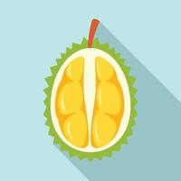 icône de durian à moitié frais, style plat vecteur