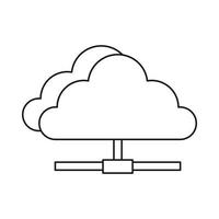 icône de connexion réseau cloud, style de contour vecteur