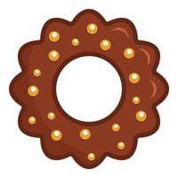 icône de biscuit au chocolat, style plat vecteur