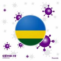 priez pour le rwanda covid19 coronavirus typographie drapeau restez à la maison restez en bonne santé prenez soin de votre propre santé vecteur