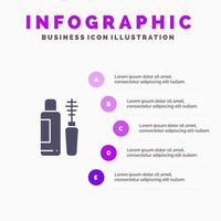 modèle de présentation d'infographie de bouteille d'oeil de teinte de mascara présentation en 5 étapes vecteur