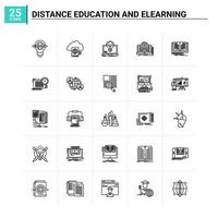 25 enseignement à distance et elearning icon set vector background