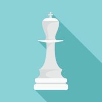 icône de roi d'échecs blanc, style plat vecteur