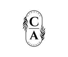 ca initiales lettre mariage monogramme logos collection, modèles minimalistes et floraux modernes dessinés à la main pour cartes d'invitation, réservez la date, identité élégante pour restaurant, boutique, café en image vectorielle vecteur