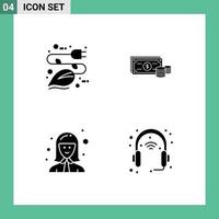 4 icônes créatives signes et symboles modernes de l'électricité entreprise plug pièces caissier éléments de conception vectoriels modifiables vecteur