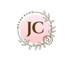 logo féminin initial jc. utilisable pour les logos nature, salon, spa, cosmétique et beauté. élément de modèle de conception de logo vectoriel plat.