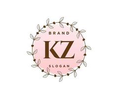 logo féminin kz initial. utilisable pour les logos nature, salon, spa, cosmétique et beauté. élément de modèle de conception de logo vectoriel plat.