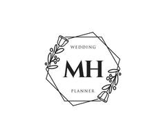logo féminin initial mh. utilisable pour les logos nature, salon, spa, cosmétique et beauté. élément de modèle de conception de logo vectoriel plat.