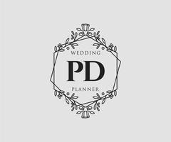 pd initiales lettre mariage monogramme logos collection, modèles minimalistes et floraux modernes dessinés à la main pour cartes d'invitation, réservez la date, identité élégante pour restaurant, boutique, café en image vectorielle vecteur