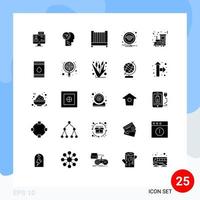 ensemble moderne de 25 pictogrammes de glyphes solides de signe wifi technologie plus rapide éléments de conception vectoriels modifiables pour enfants vecteur