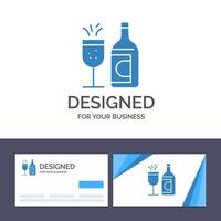 carte de visite créative et modèle de logo bouteille en verre boisson de pâques illustration vectorielle vecteur
