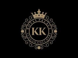 lettre kk logo victorien de luxe royal antique avec cadre ornemental. vecteur