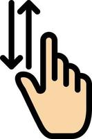 gestes des doigts main vers le haut vers le bas plat couleur icône vecteur icône modèle de bannière