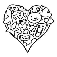 coeur doodle mignon saint valentin coloriage vecteur