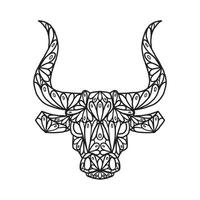 Bull animal doodle modèle coloriage vecteur
