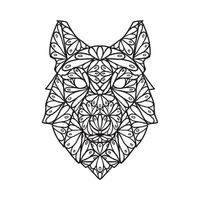 coloriage de motif de doodle animal loup vecteur