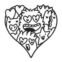 coeur doodle mignon saint valentin coloriage vecteur