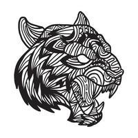 page de coloriage de motif de doodle animal tigre vecteur