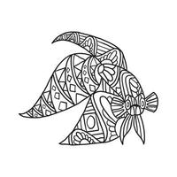 coloriage de motif de doodle de poisson betta vecteur