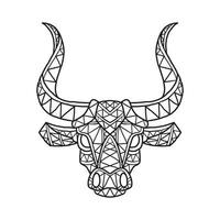 Bull animal doodle modèle coloriage vecteur
