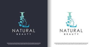 modèle de logo beauté nature avec lettre l concept vecteur premium