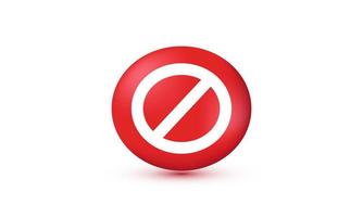 illustration icône 3d interdiction rouge mauvaise interface de signe isolée sur fond vecteur