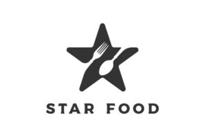 étoile minimaliste simple avec une cuillère à fourchette pour le logo de la restauration du restaurant du chef cuisinier vecteur