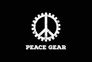 symbole de paix avec pignon entraîné pour le logo de la communauté des travailleurs de l'industrie syndicale vecteur