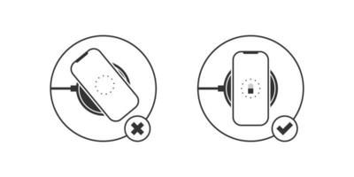 utilisation des chargeurs sans fil. chargeur sans fil. charge sans fil plate à la mode. illustration vectorielle vecteur