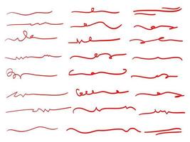 ensemble dessiné à la main de soulignements, swishes bouclés, swashes, swoops. tourbillon. mettre en évidence les éléments de texte. illustration vectorielle vecteur