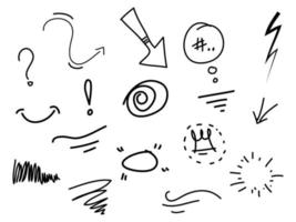 ensemble dessiné à la main d'éléments abstraits de doodle comique. utiliser pour la conception de concepts. isolé sur fond blanc. illustration vectorielle vecteur