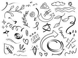 ensemble dessiné à la main d'éléments abstraits de doodle comique. utiliser pour la conception de concepts. isolé sur fond blanc. illustration vectorielle vecteur