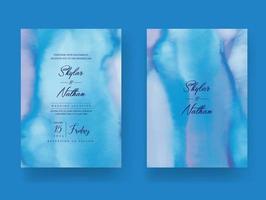 modèle de carte d'invitation de mariage aquarelle bleu moderne vecteur