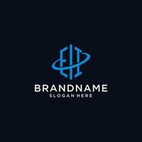 logo monogramme initial ei avec forme hexagonale et design swoosh vecteur