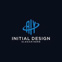 ay logo monogramme initial avec forme hexagonale et design swoosh vecteur