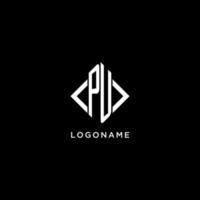 pu monogramme initial avec logo en forme de losange vecteur