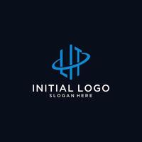 lt logo monogramme initial avec forme hexagonale et design swoosh vecteur