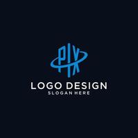 logo monogramme initial px avec forme hexagonale et design swoosh vecteur