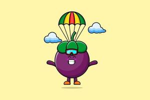 mignon, dessin animé, mangoustan, parachutisme, à, parachute vecteur