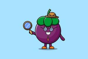 personnage de dessin animé mignon mangoustan détective vecteur