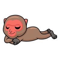 mignon petit dessin animé de macaque japonais endormi vecteur